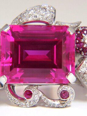 GIA Lab Pink Sapphire Diamonds Ruby Bangle Bracelet Parisian Posh Deco*